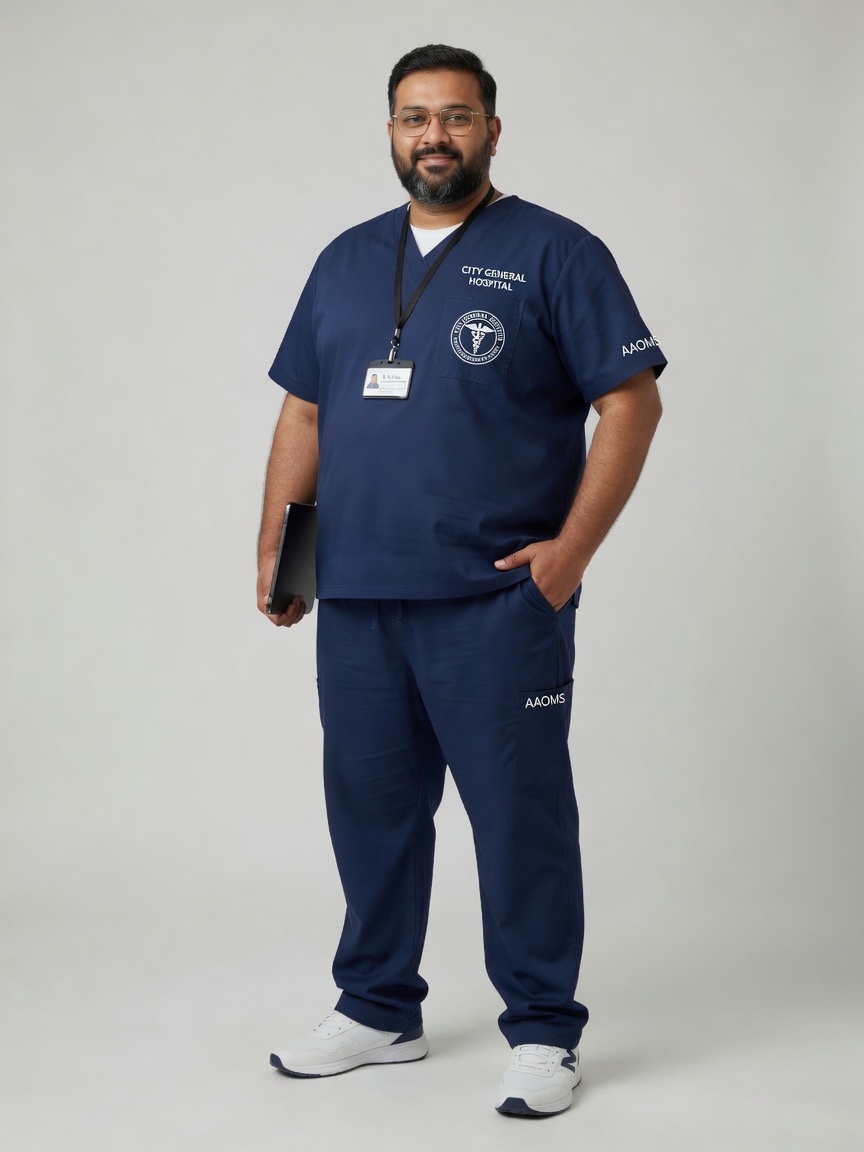 Stretch Men's Plus Size V-Neck (Ceil Blue) Scrub