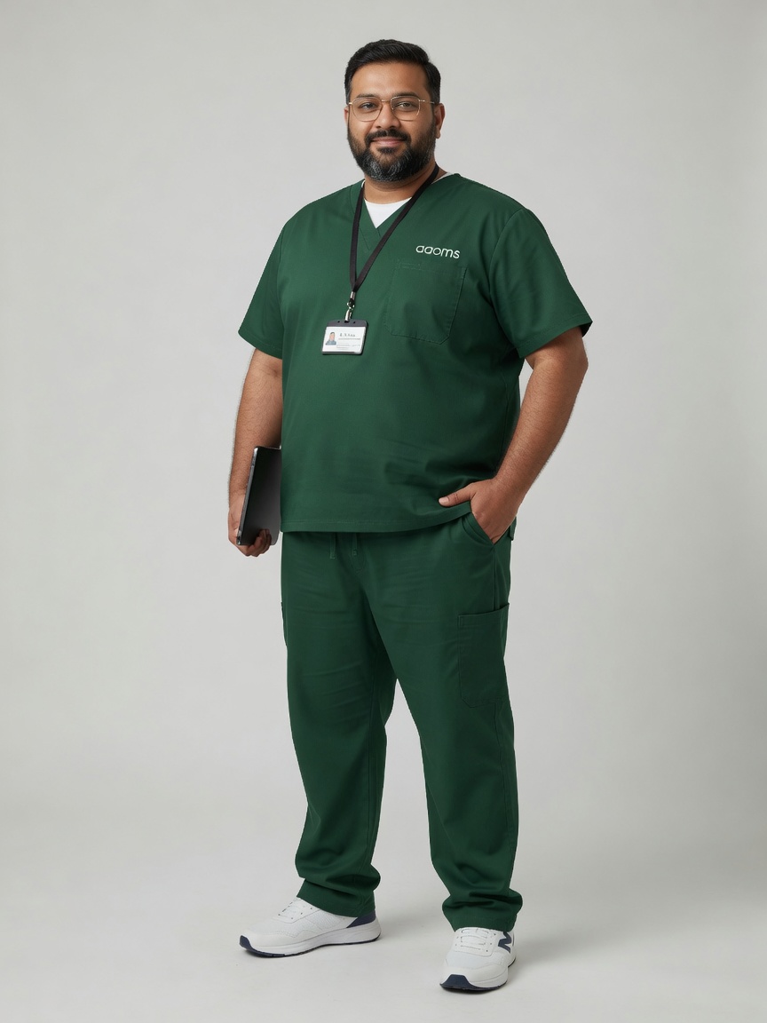 Stretch Men's Plus Size V-Neck (Eucalyptus) Scrub