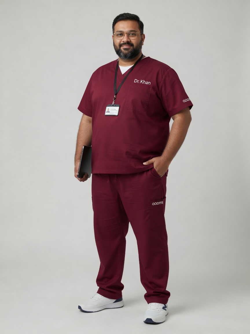 Stretch Men's Plus Size V-Neck (Hot Pink) Scrub