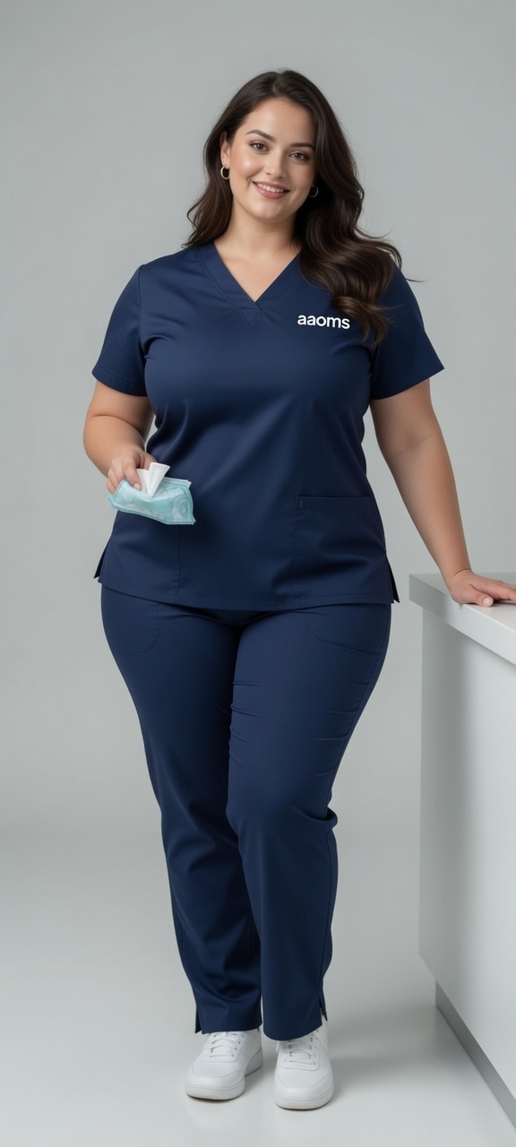 Stretch Women's Plus Size V-Neck (Navy) Scrub