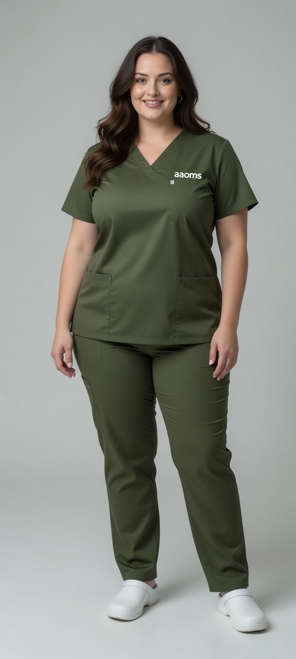 Stretch Women's Plus Size V-Neck (Olive) Scrub