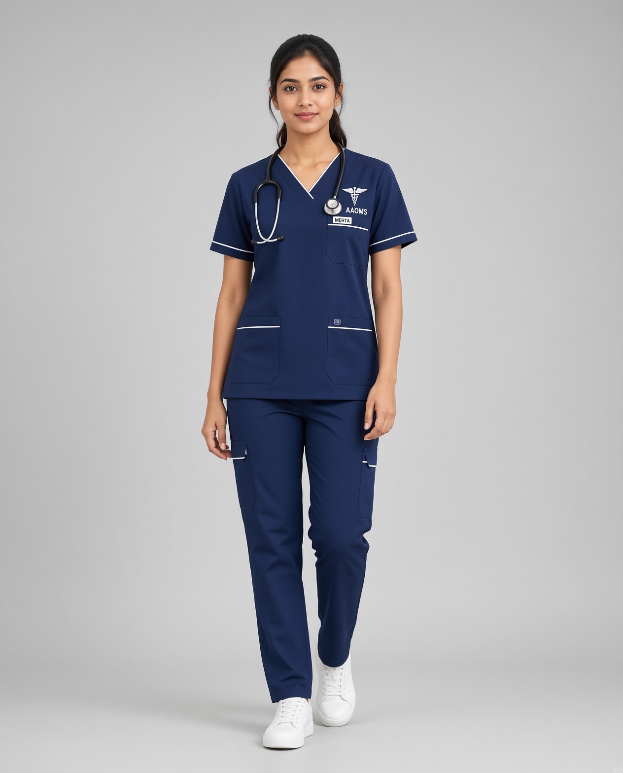 Classic Unisex Mandarin (Navy) Scrub